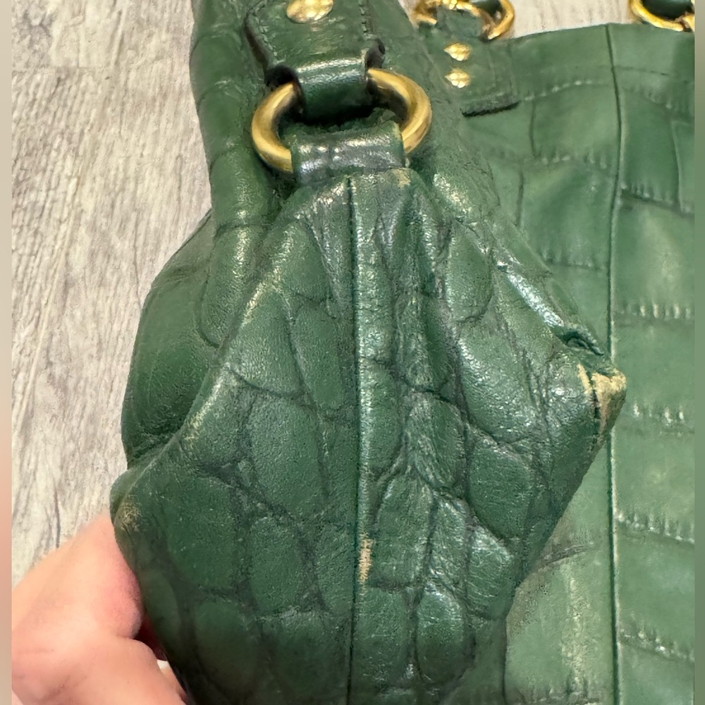 Coach Ashley green croc embossed leather satchel handbag - Picture 5 of 9